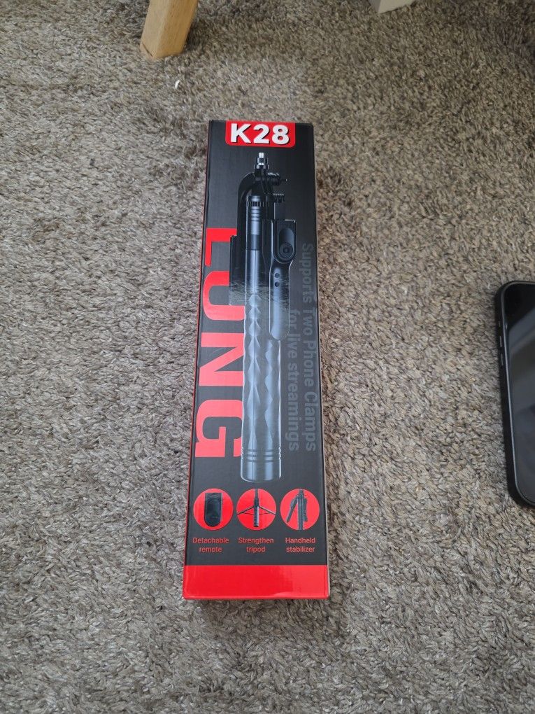 K28 Wireless Selfie Stick for Live Broadcasting with Bonus Phone Holder - Extendable Monopod for Effortless Selfies, Vlogging, and Streaming - Univers