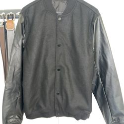 Mens ASOS design Varsity Jacket w/ Leather Sleeves (Medium)
