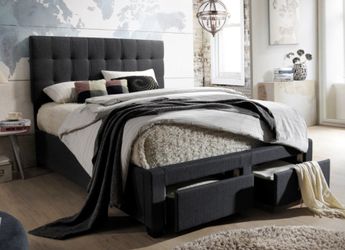 New Grey Queen size Bed frame with Storage