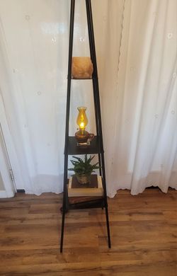 Black & White Frosted Glass 3 Shelf Storage Modern Contemporary Floor Lamp