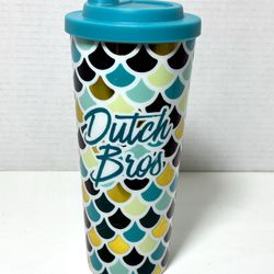 Dutch Bros Coffee Teal Mermaid Scales Stainless Steel Insulated Tumbler
