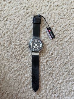 Curren Chronograph Watch Black Leather Strap