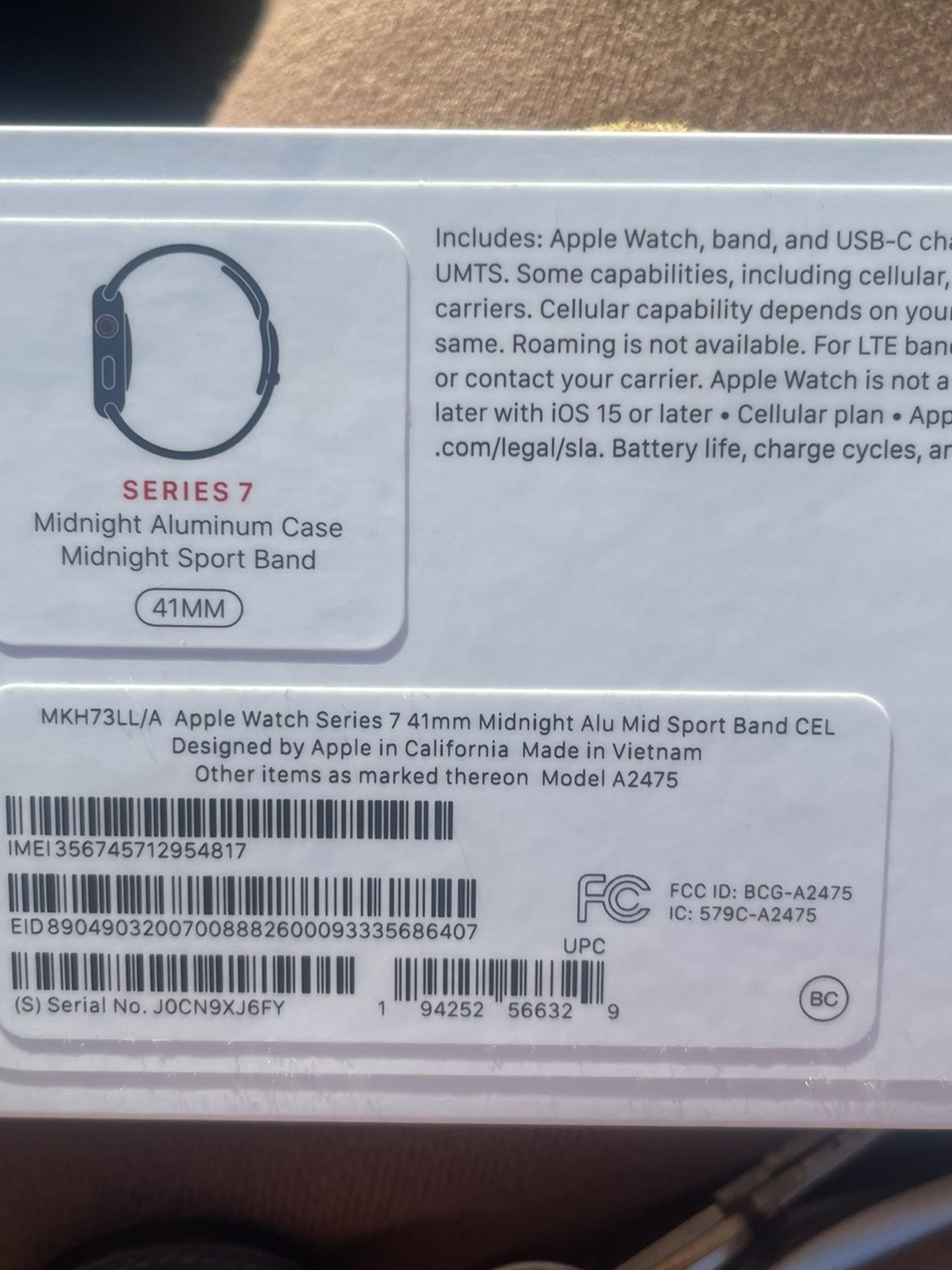 Apple Watch 7 41MM + Cellular Midnight Color