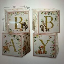 Pink Forest animal Baby Block Set