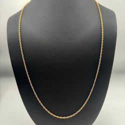14k solid yellow gold thick Rope necklace chain 26" 2mm