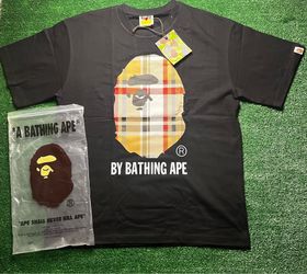 BAPE Plaid Camo Ape Head Tee White Size L – New With Tags