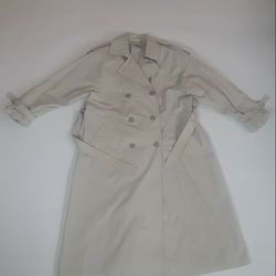 London Fog Tan Trench Coat Long Raincoat Women's Size 12 Pet.