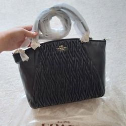 NWT Coach gethered leather small kelsey bag purse Black