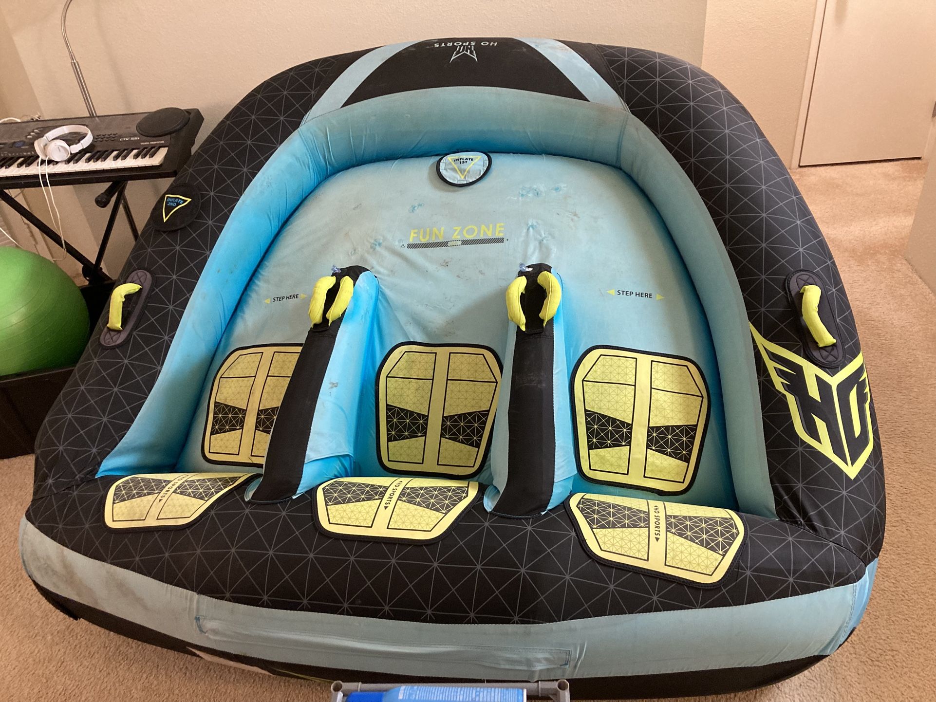 Patched - HO Sports Sidewinder 3-Person Towable Boat Inflatable Water Tube Raft Float