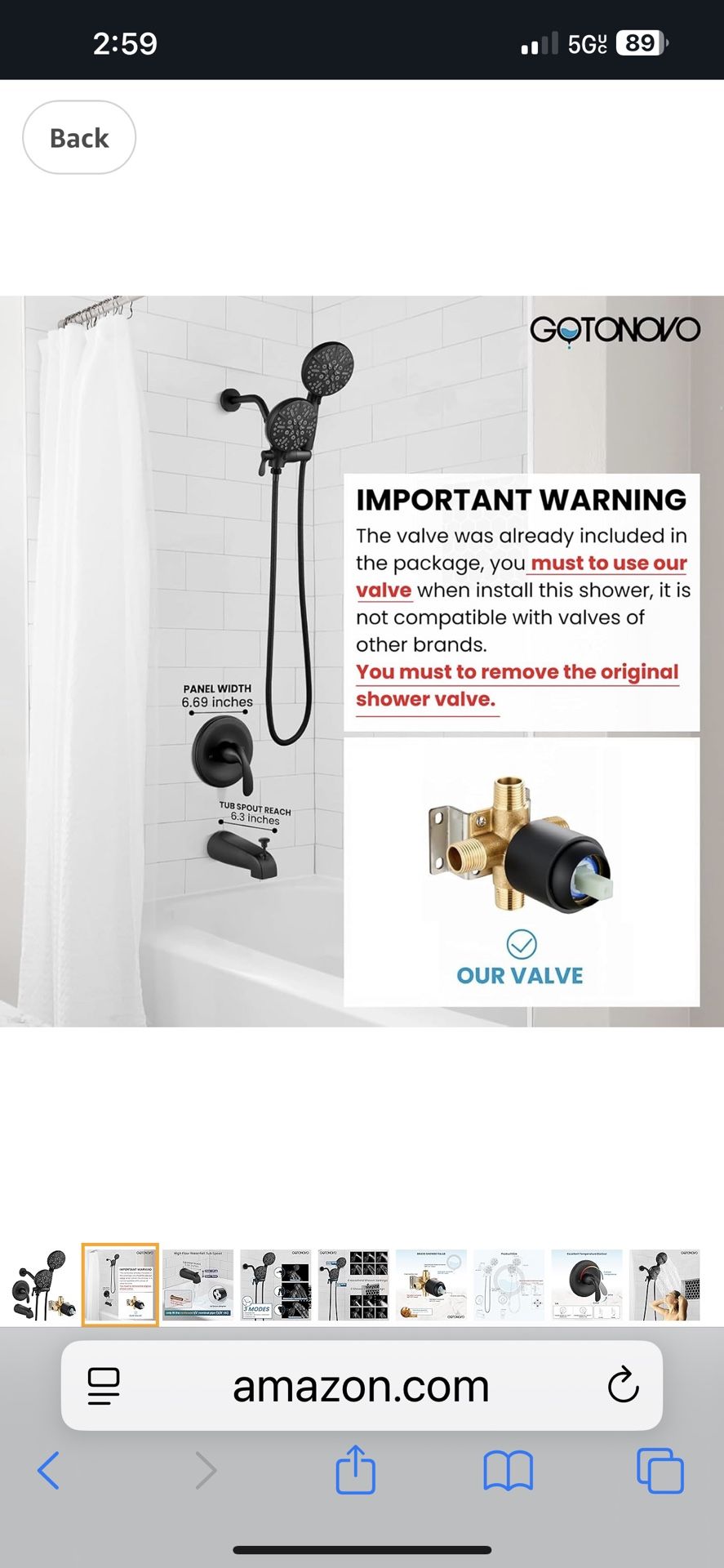 gotonovo Tub Shower Faucet Set,2 in 1 Dual Shower Head and Handle Set with Tub Spout Wall Mount Bathroom C39 bl $50