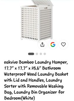 Oakvivo Bamboo Laundry Hamper with Lid – White