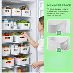 10 Pack Plastic Storage Bins and Baskets, White Storage Containers for Kitchen, Bathroom, Office, Under Sink Organizer