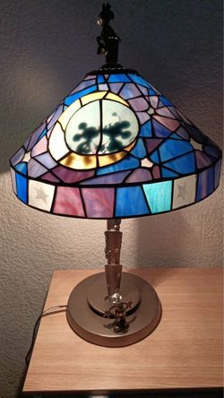 Rare Limited Edition Disney Tiffany Stained Glass Mickey & Minnie Mouse Lamp.