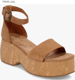 TOM women’s Laila Tan Suede Wedge Sandals 6.5