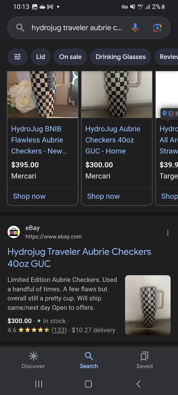 Checkers 40oz Traveler HydroJug In Box Brand New