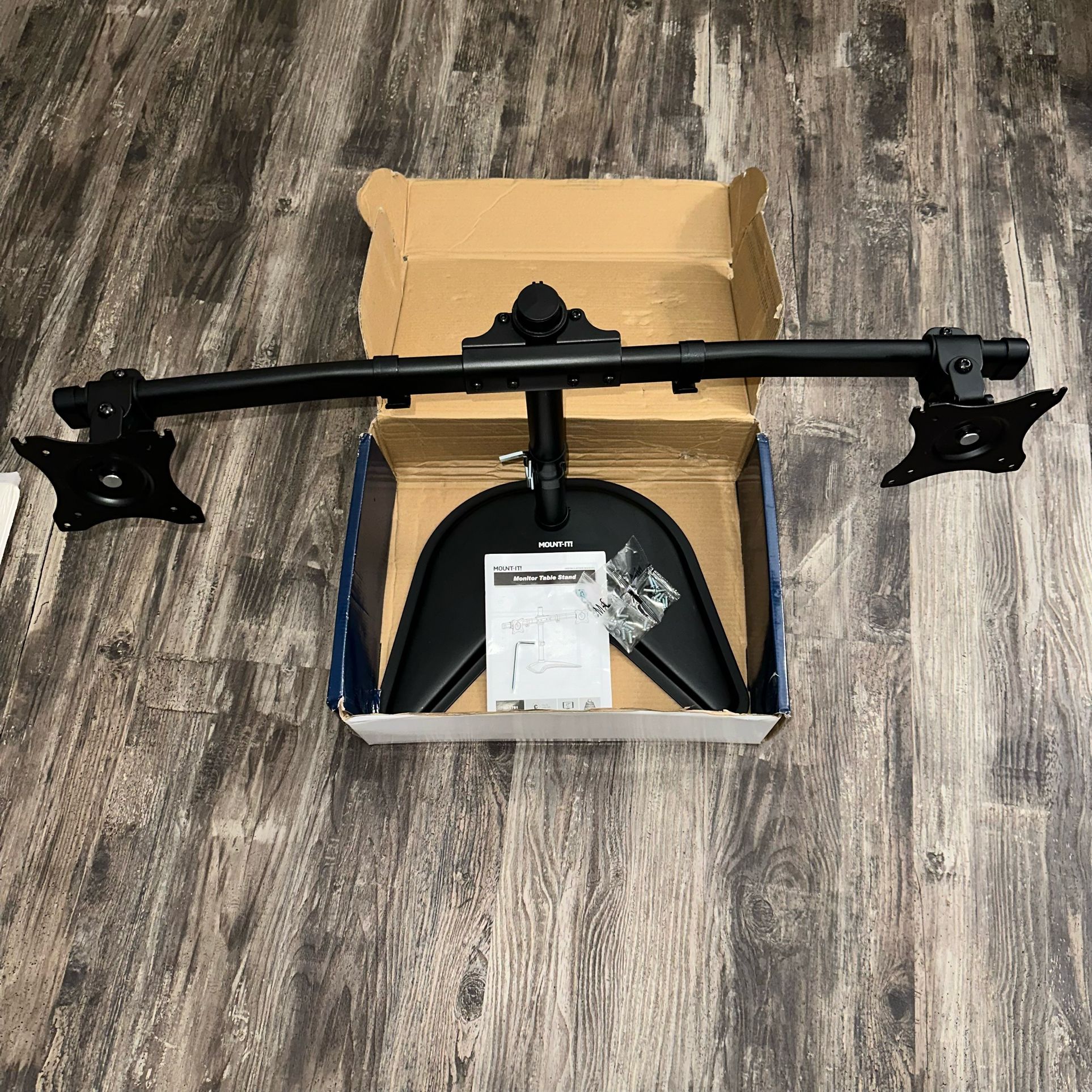 Mount It MI 1781 Free Standing Dual Monitor Desk Stand VESA 75 100 Fits Up To 27 inch