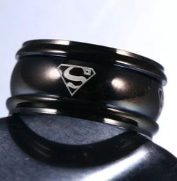 Men & Women Superman Stainless Steel Titanium Band Ring Size 7