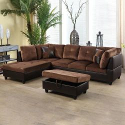 New Chocolate Sectional And Ottoman 