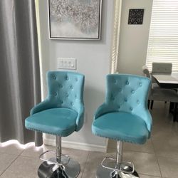 2 Brand New Turquoise Bar Stools 