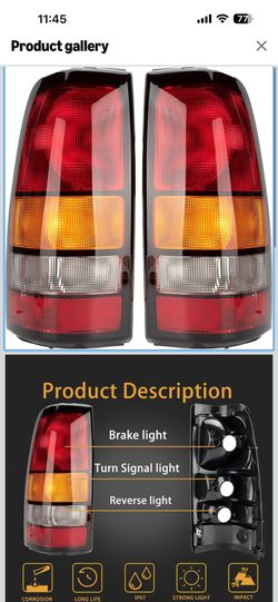 Tail Light Housing Compatible With 1 Chevy Silverado 1 3-2006 GMC Sierra Driver and Passenger Side Red Rear Brake Lamps Withou
