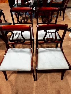Mahogany Lyre-Back Dining Chairs Set of 4