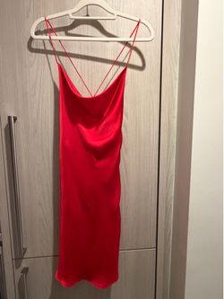 Brand New Red Satin Slip Dress with Cowl Neck