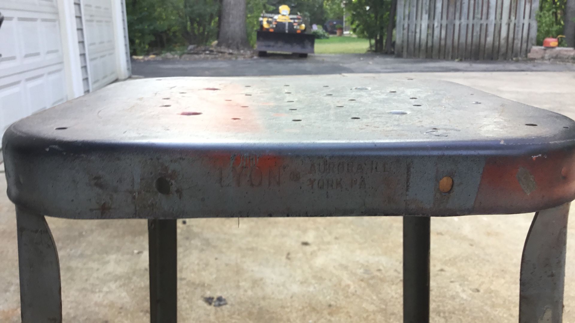 Two all steel work shop stools