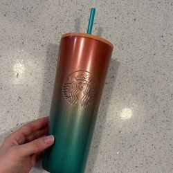 Gradient Green And Pink Starbucks Tumbler 24oz