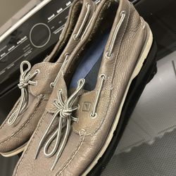 MENS GREY LEATHER SPERRY’S 11.5