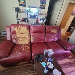 Dual Recliner Couch Maroon