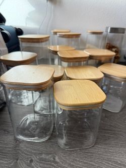 Food Storage Jars with Bamboo Lids, Various Sizes