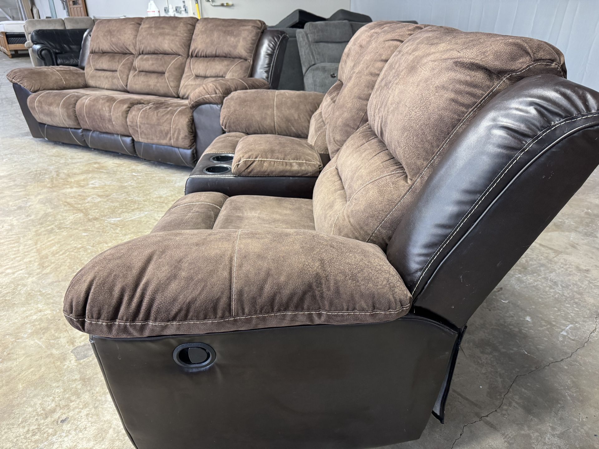 Ashley Furniture Chestnut Recliner Couch Set