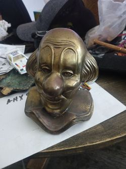 Vintage brass clown bookend