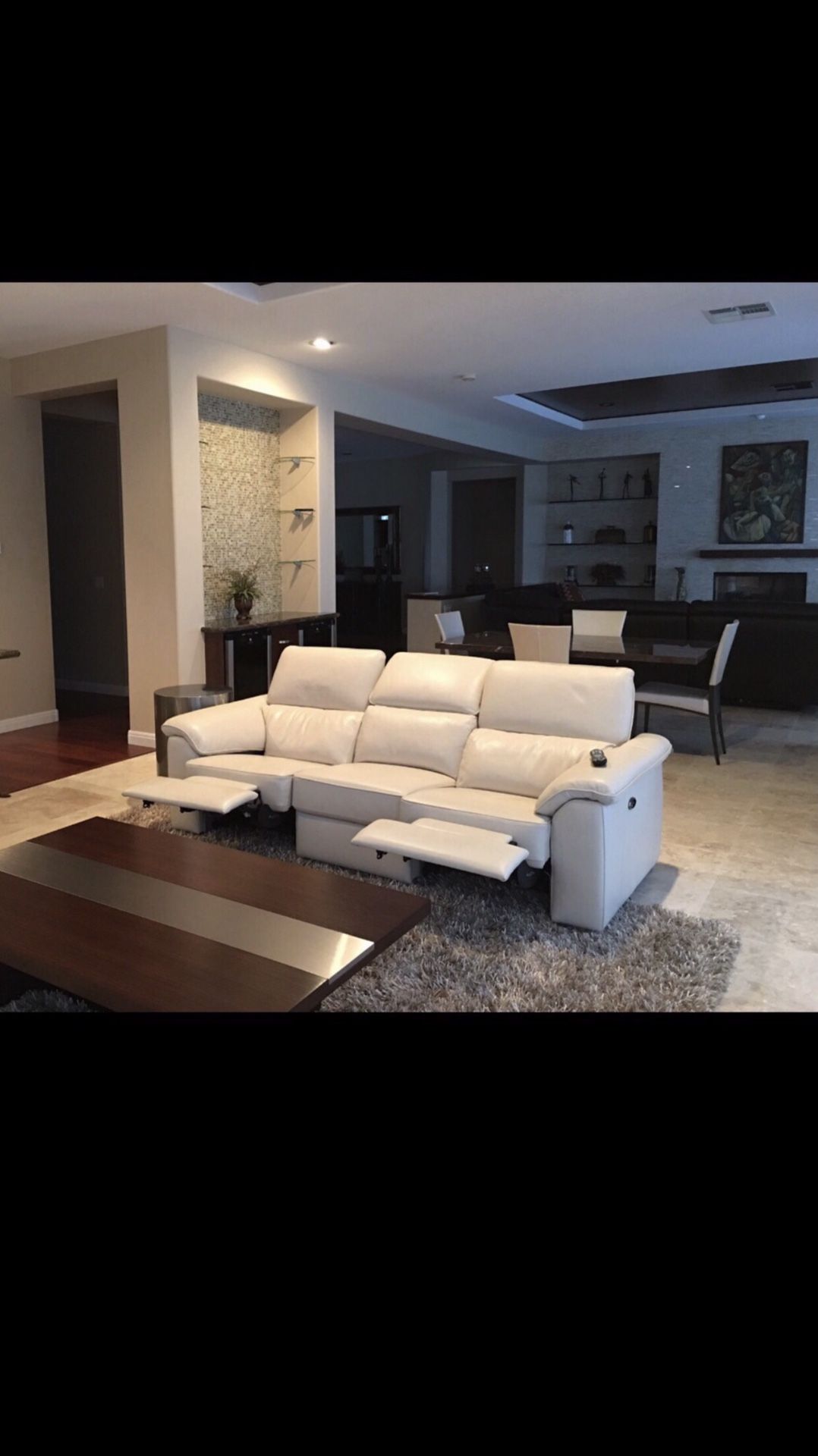 Bisque white leather motorized sofa excellent condition 3500