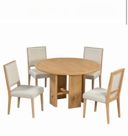4-Solid Wood Upholstered Chairs