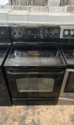 GE Black Electric Range with Glass Top