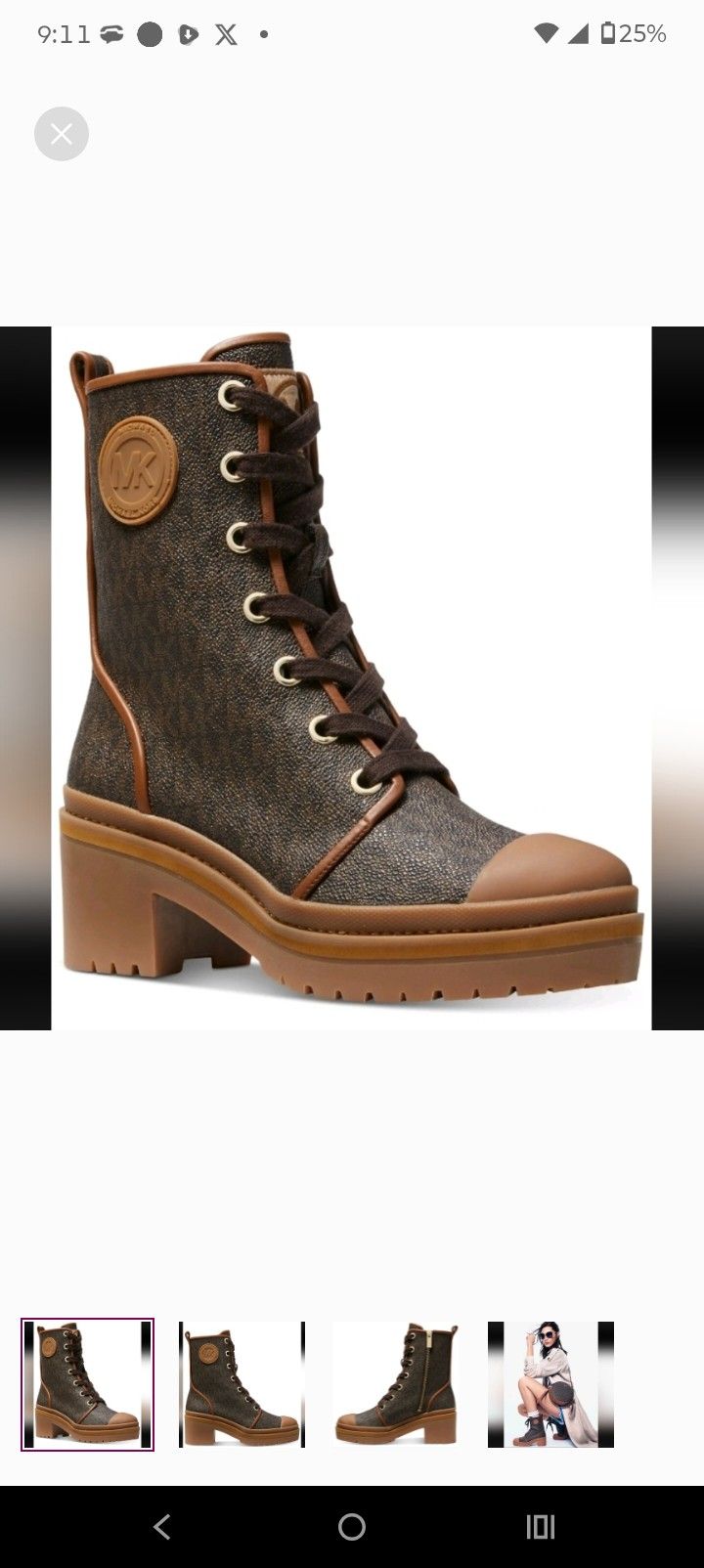 Michael Kors Dark Brown Lace-Up Boots