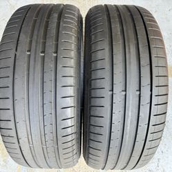 Two 245/35/20 Pirelli P Zero PZ4 Runflats With 70% Left Excellent Pair PNCS 