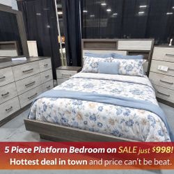 🔥 Hottest Deal in Town! 🔥 5-Piece Platform Bedroom Set – JUST $998!