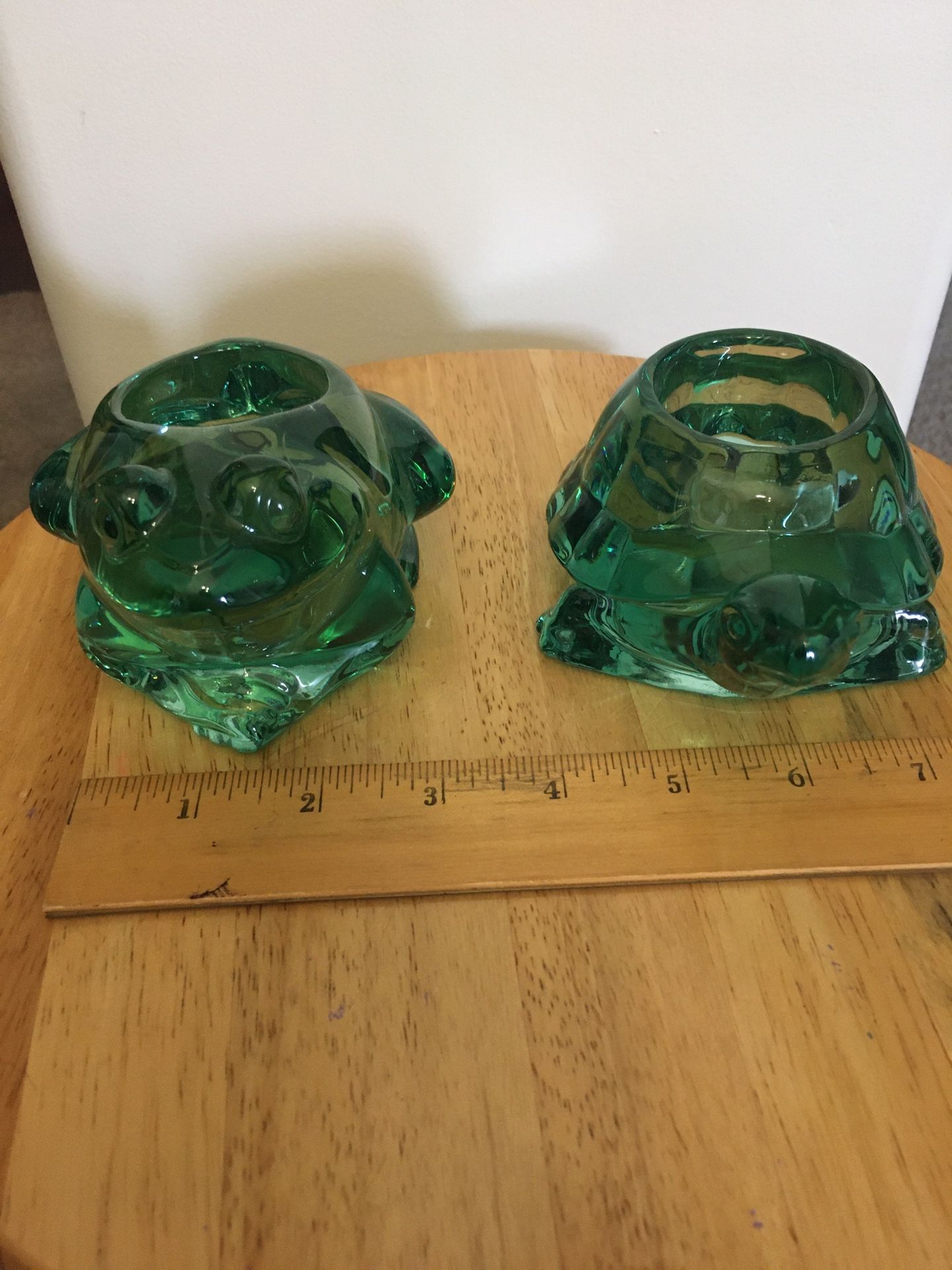 Glass Turtle And Frog Candle Holders 
