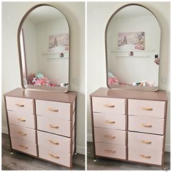 Dresser and Mirror (Color Rose Gold)