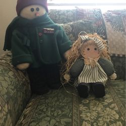 2 Wood, LET IT SNOW, Snowman And Girl Shelf Sitter