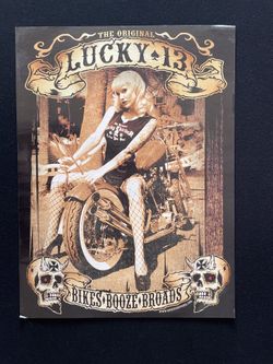 Lucky 13 Harley-Davidson Chopper Bobber Pin-up “Bikes,Booze,Broads” Poster