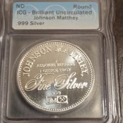 ND Round IDG Johnson Matthey Brilliant Uncirculated.999 Silver Round