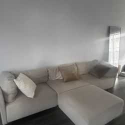 108’ Linen L Shaped Sectional Sofa