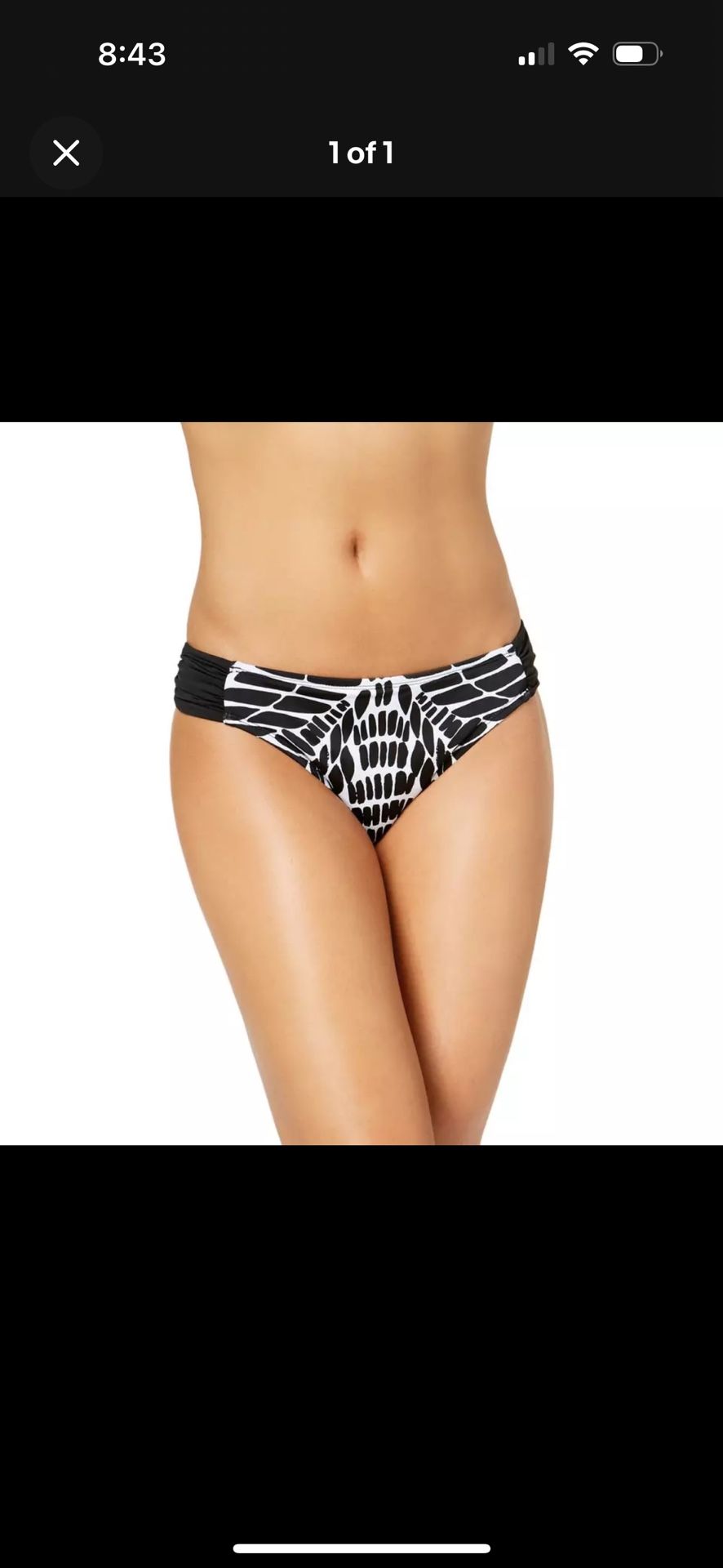 Bar III Womens B/W Animal Print Hipster Low Rise Bikini Swim Bottom XL L