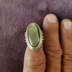 Vintage 80'S Unisex BOLD Sterling Silver Jasper Ring