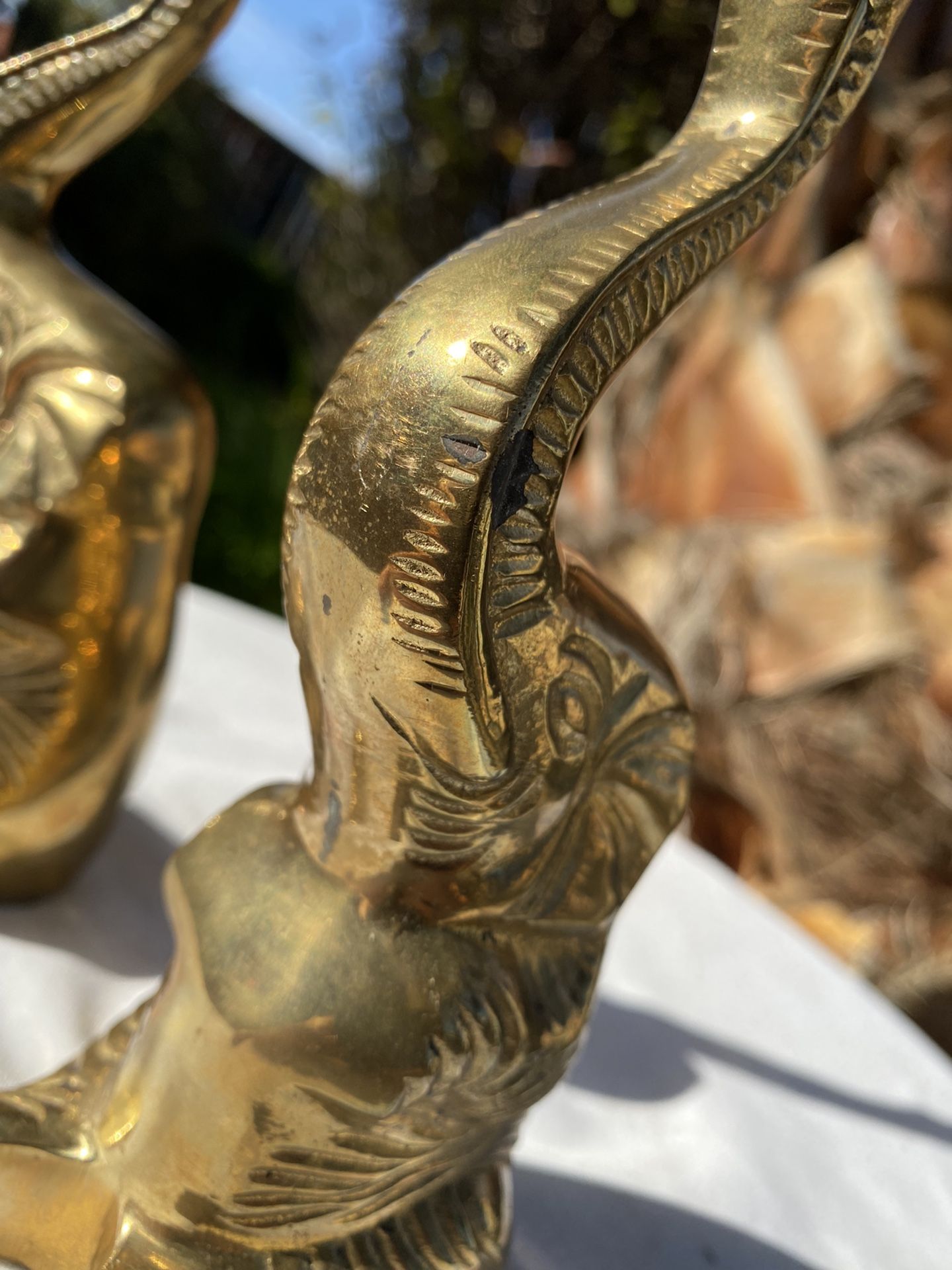 Vintage Brass MCM Boho Elephant Bookends