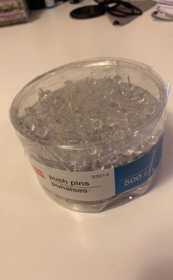 Staples just under 500 clear push pins