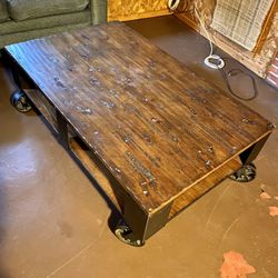 Industrial Rolling Coffee Table